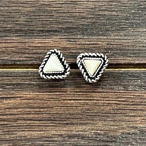 Jewelry - Natural Turquoise Triangle Mini Stud Boho Western Earrings